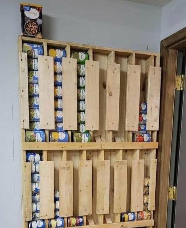 Custom built pantry can rack
